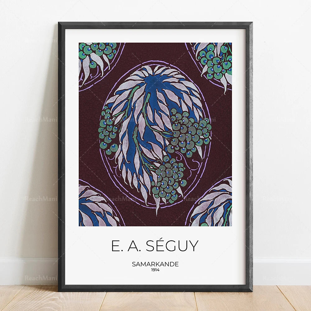 Cette image dépeint une composition artistique abstraite aux couleurs riches et profondes, avec des formes organiques entremêlées évoquant une scène naturelle énigmatique.