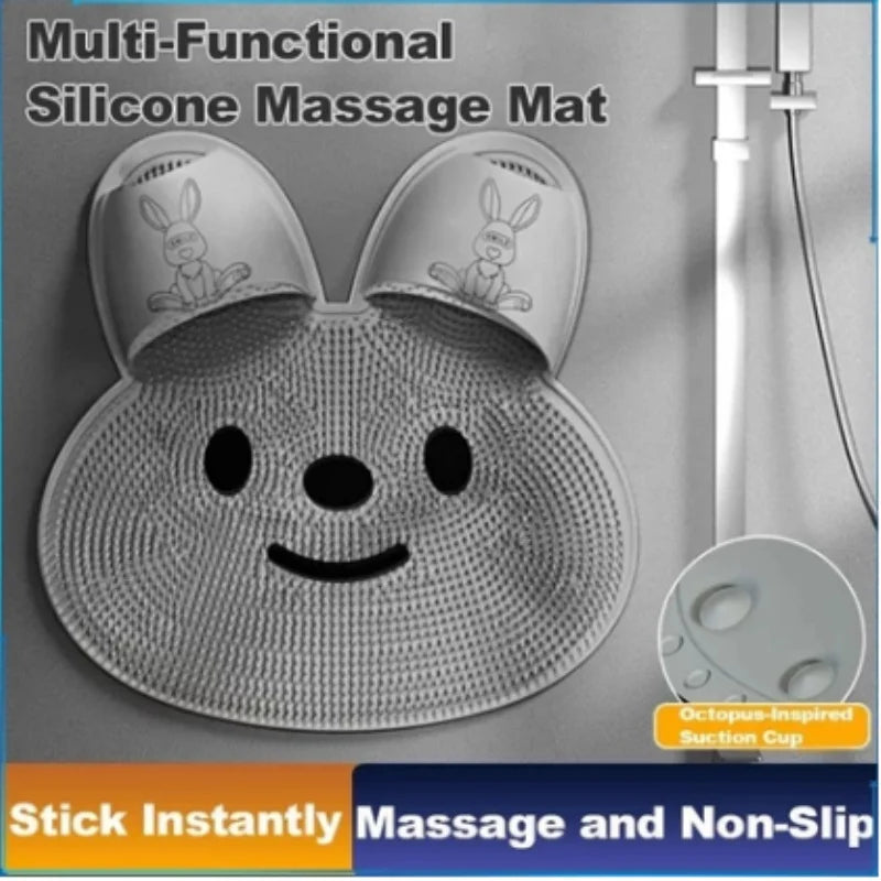 tapis bain antidérapant blanc rose ventouse exfoliation massage pieds mignon salle bain sécurité