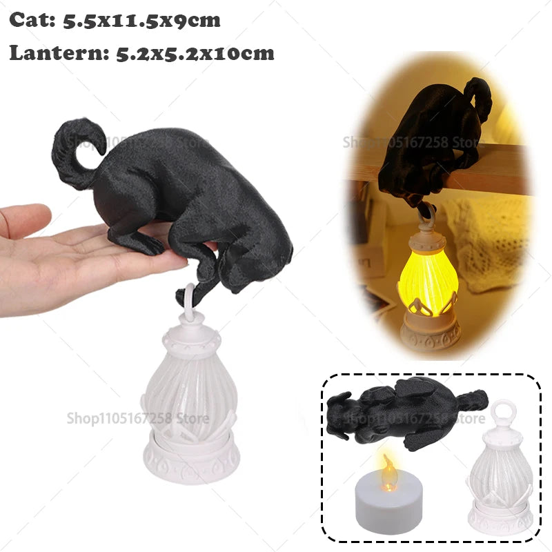 lampe table led noir blanche lanterne animal chat moderne minimaliste clips