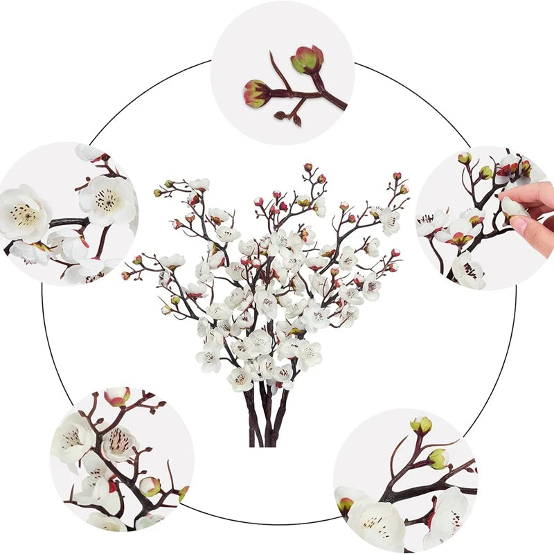 décoration extérieure branche artificielle soie fleurs blanc rose printemps nature minimaliste fête mariage