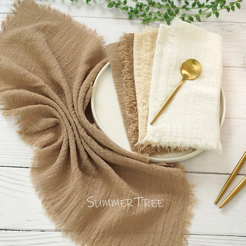 serviette table coton beige clair texture rustique décoration maison mariage