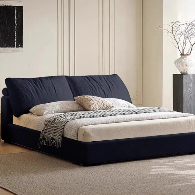 lit moderne minimaliste 168cm 180cm beige clair uni pieds noirs chambre master meubles qualité