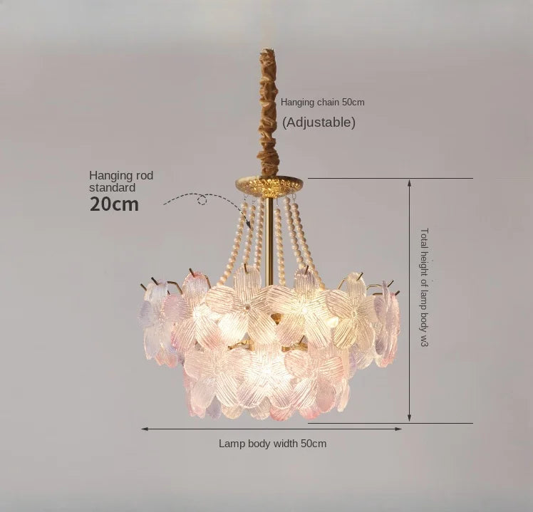 lampe suspendue classique rose fleurs chaîne ajustable blanc doré vintage chambre salon