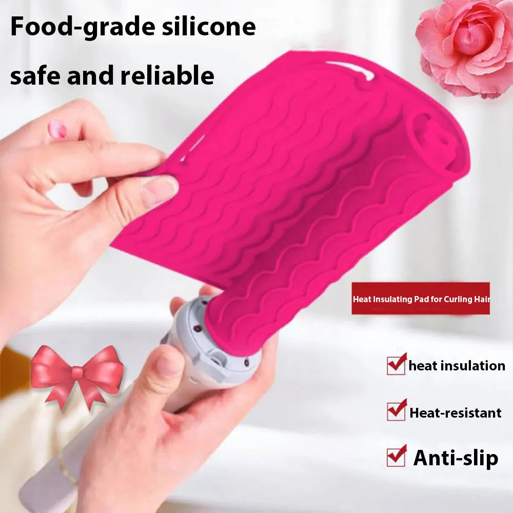 tapis isolant moderne rose vif outils chauffants fer lisser boucleur ondulé arrondi poignée incurvée