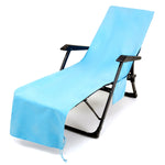 couverture chaise plage rose vif bleu marine uni moderne poches poignées adjustable polyester