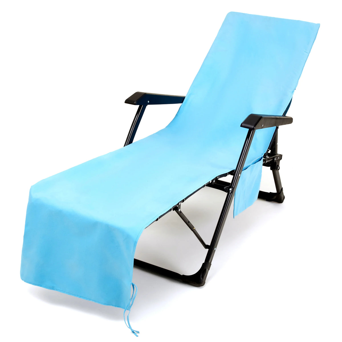 couverture chaise plage rose vif bleu marine uni moderne poches poignées adjustable polyester