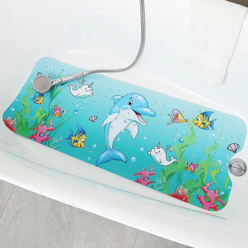 tapis bain anti dérapant thème marin poissons coraux dimensions 100cm 40cm moderne enfantin