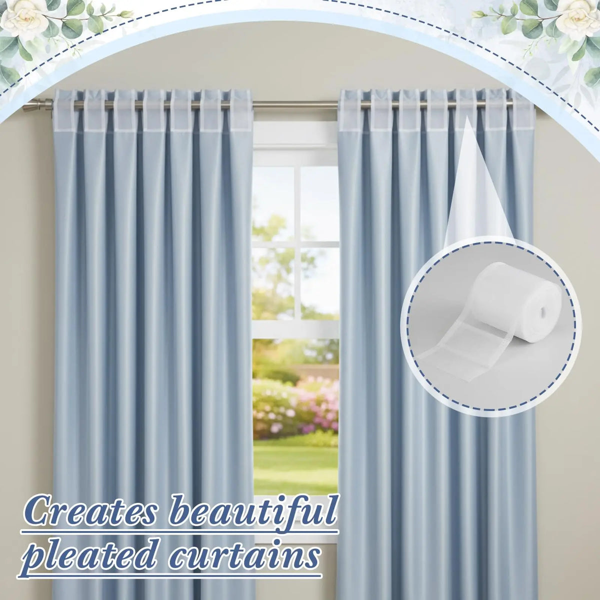 ruban plis polyester blanc translucide moderne 10m adhésif rideaux couture plissage