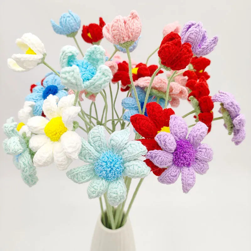bouquet artisanal fleurs artificielles polyester blanc bleu rouge violet jaune décoration intérieure mariage anniversaire