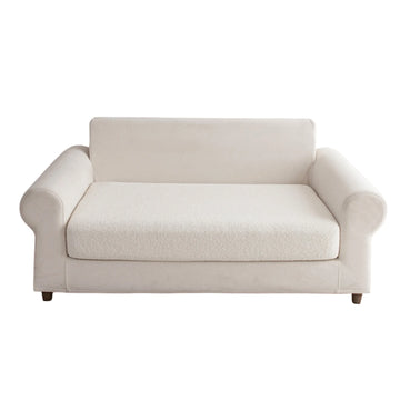 housse canapé trois places peluche blanche extensible polaire douce moderne confortable protection salon intérieur