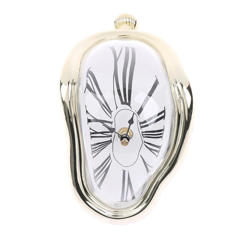 horloges murales surréalistes dali or noir argent chiffres romains aiguilles forme organique transparentes salon