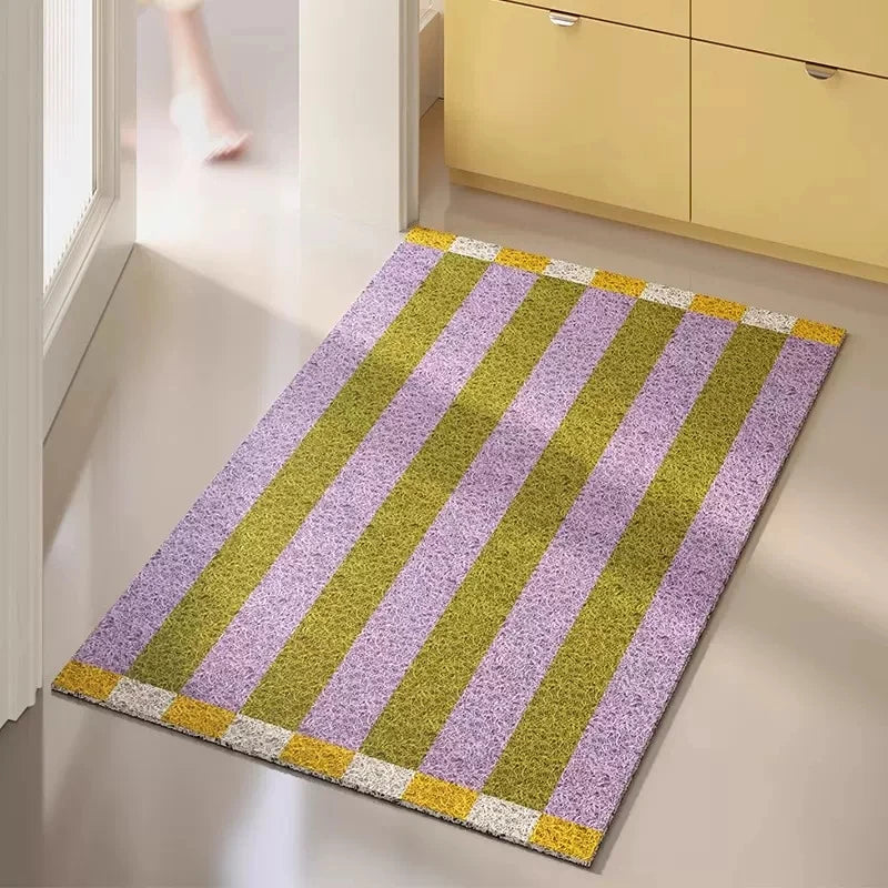 tapis moderne antidérapant pvc rayures violet vert jaune rouge bleu noir blanc extérieur couloir