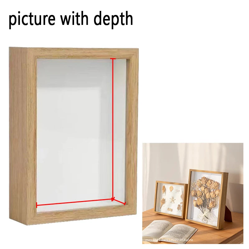 cadres photo profonds bois clair foncé verre transparent fleurs séchées tulipes rouge vintage minimaliste