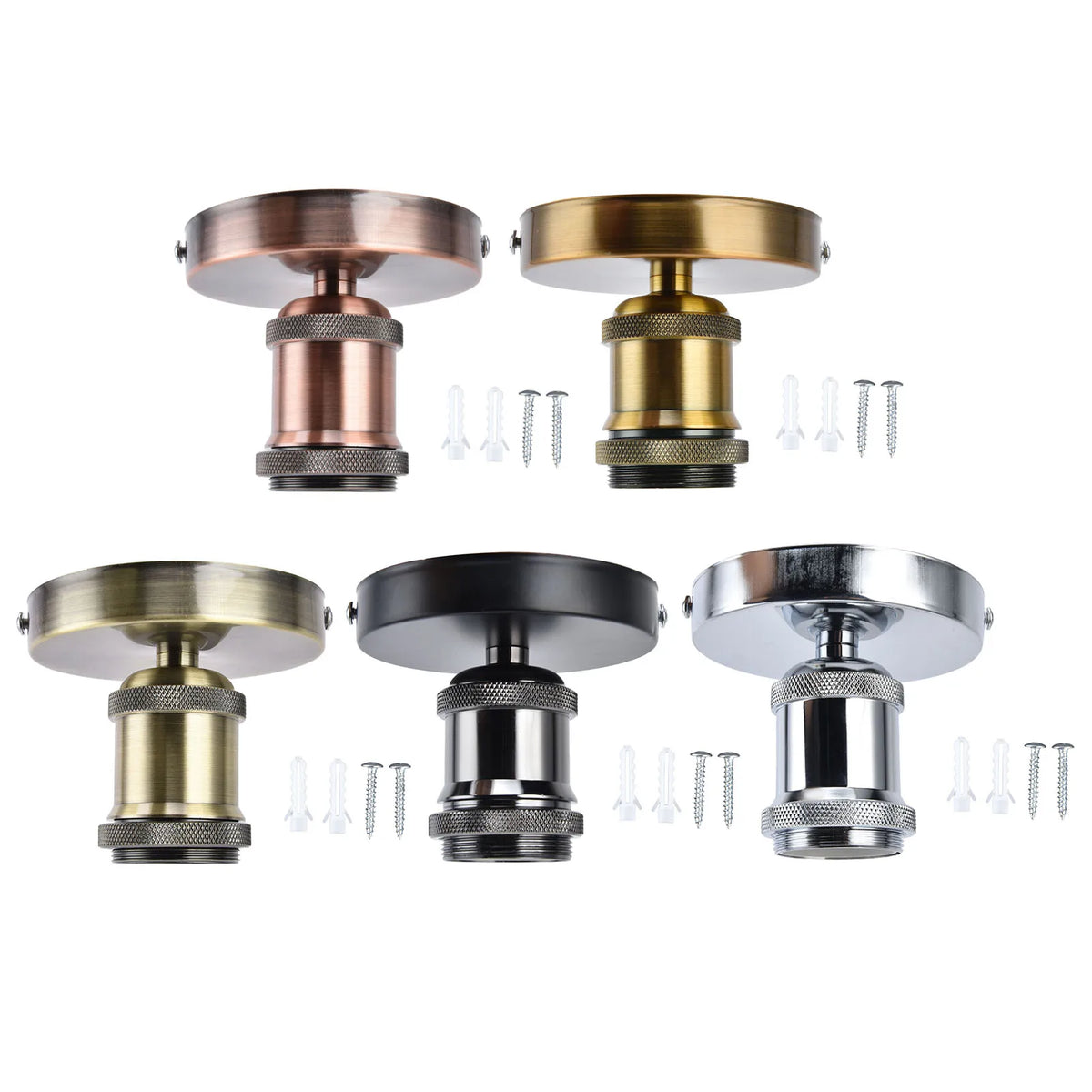 support ampoule bronze doré moderne vis fixation industrielle aluminium brossé chambre salon cuisine