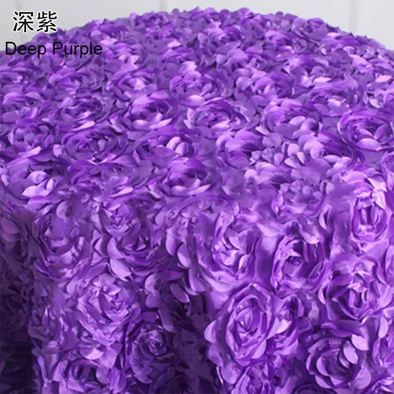 nappe table rectangulaire ronde brodée roses relief élégante mariage banquet