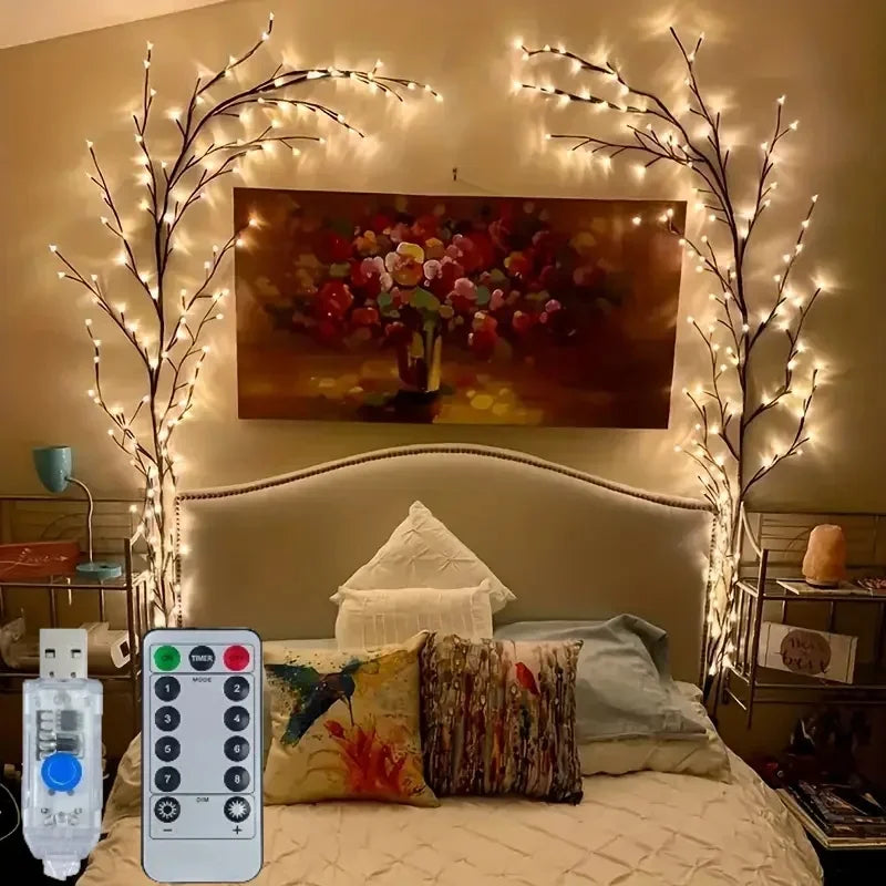 guirlande lumineuse branchettes leds noires blancs moderne décoration intérieure halloween noël 90cm 144leds