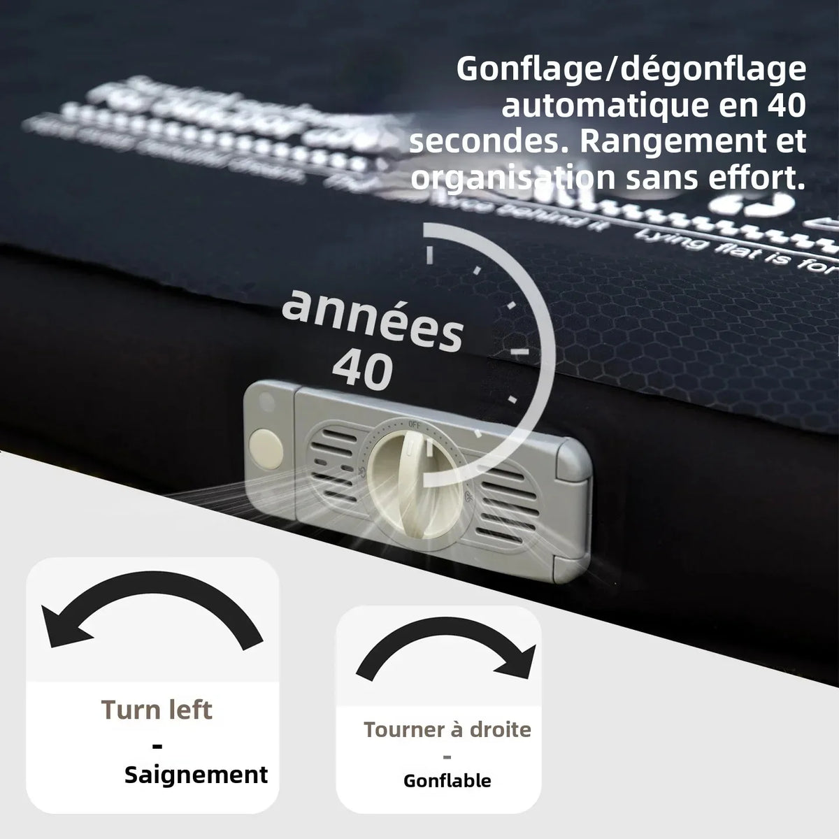 matelas gonflable double coussins gonflables pompe électrique noir vert beige cellules hexagonales camping randonnée
