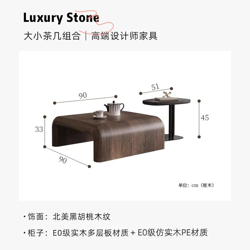 table basse moderne minimaliste bois massif marron foncé salon décoration artistique