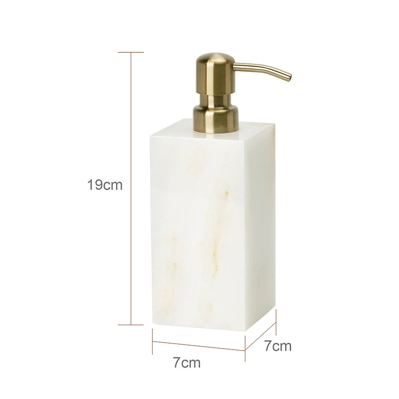 ensemble accessoires salle bain marbre blanc onyx distributeur savon plateau pot brosse dents