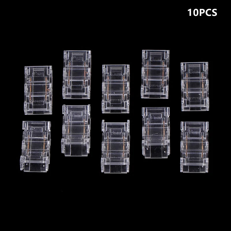 connecteurs led bande transparents contacts dorés clips modernes pratiques 12v sans soudure 8mm