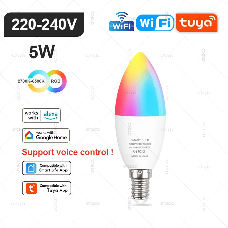 ampoules led intelligentes blanc multicolore rgb wifi zigbee bluetooth 2700 6500k moderne transparentes