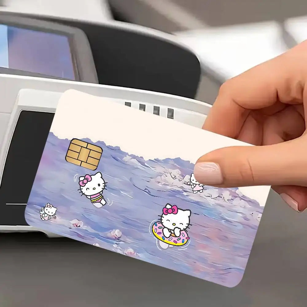 autocollants carte credit dessin anime fleurs cerisier pp paper waterproof réutilisable roseclair oneunit