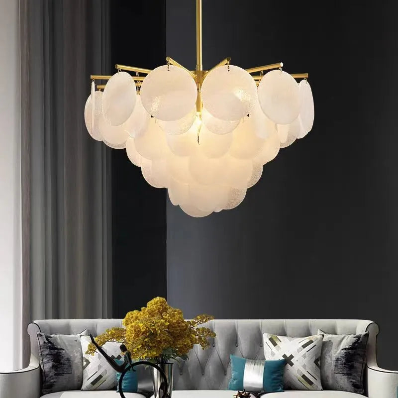 Suspension lumineuse moderne cristal blanc translucide doré bulles savon 90 260V