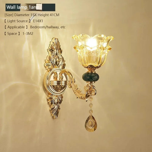 lustre cristal doré baroque ornements floraux salon chambre luxe classique