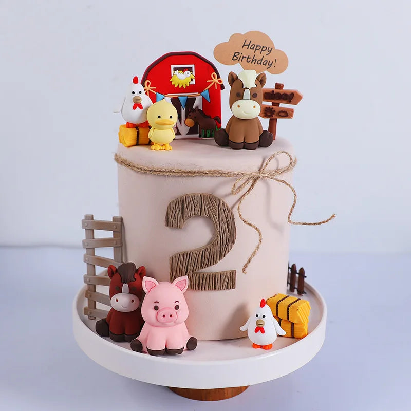décoration gâteau anniversaire animal vache cheval poulet canard thème ferme enfant festive