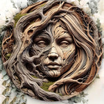 sculpture murale aluminium racines feuilles marron gris vert artisanal réaliste decoration interieur
