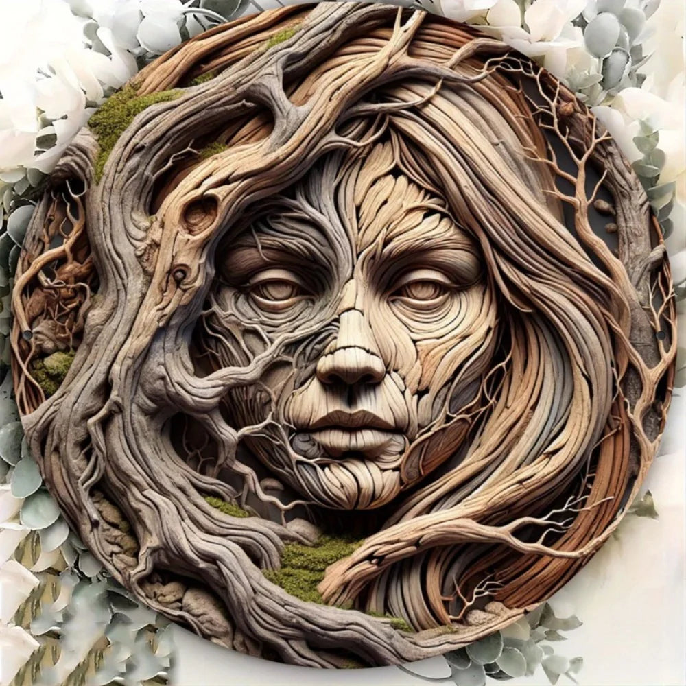 sculpture murale aluminium racines feuilles marron gris vert artisanal réaliste decoration interieur