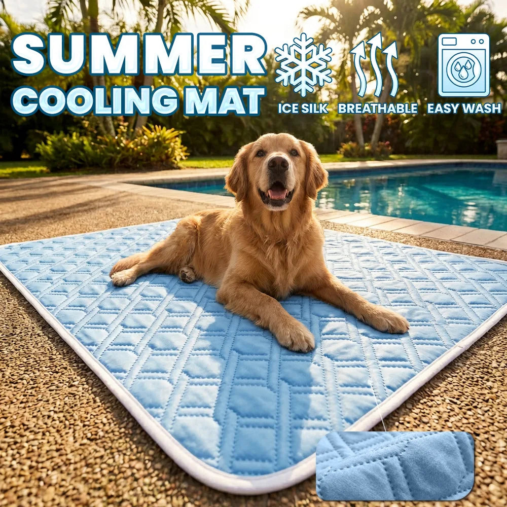 tapis refroidissement animal polyester bleu clair quilté moderne antidérapant taille xl washable