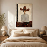 tableau abstrait moderne impression toile peinture expressionniste sans cadre vertical beige noir brun