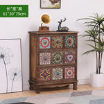 commode vintage rustique tiroirs floraux bois foncé organisateur chambre coucher bois massif