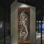tableau calligraphie arabe moderne toile bleu vert doré noir fond texturé sans cadre