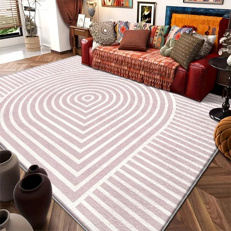 tapis sol moderne rose blanc motif pois flanelle douce antidérapant salon chambre fille