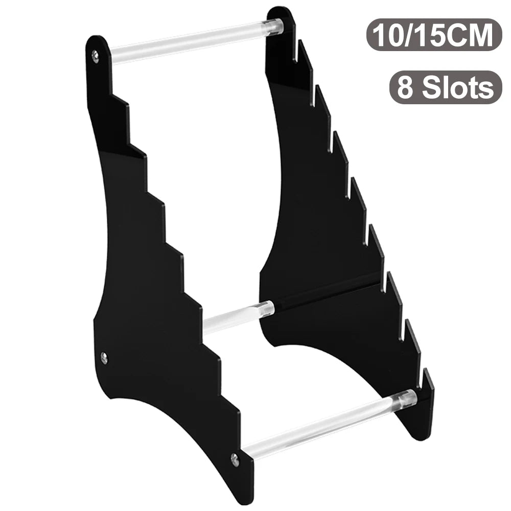présentoir couteaux moderne fentes supports vis fixations hauteur 23.7cm largeur 17.9cm couleur noire
