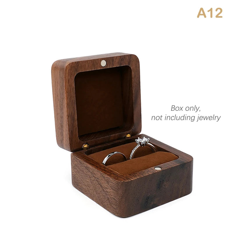 boîtes bijoux bois foncé coffret rangement classique coussin intérieur vis anneaux emballage présentation mariage