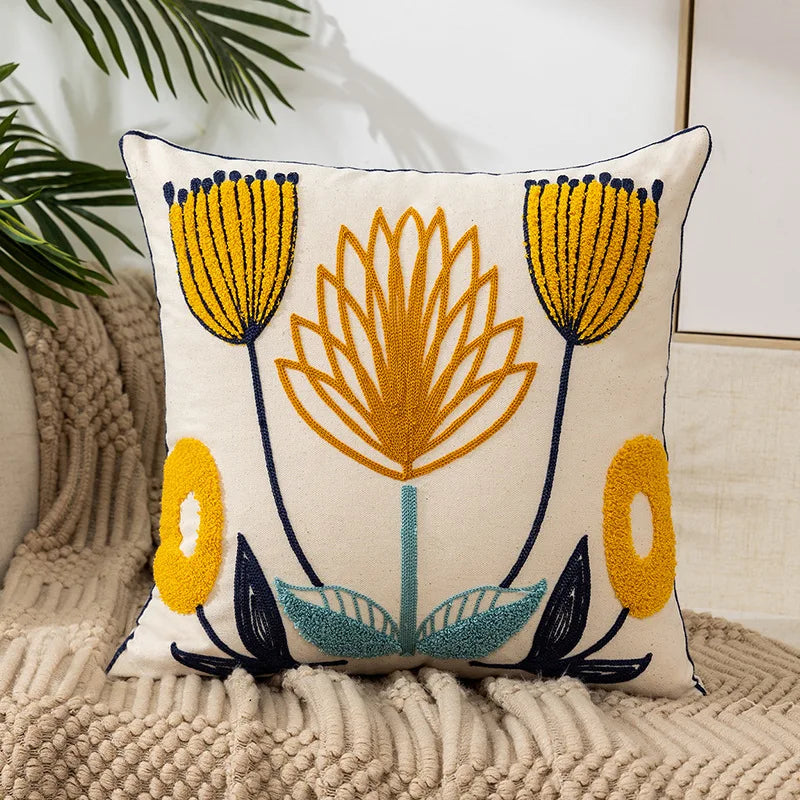 taie d'oreiller carrée moderne motif floral multicolore polyester décoration lit canapé voiture