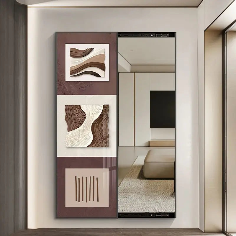 miroir plein longueur cadre mural abstract pattern contemporain maison chambre salon decoration