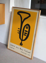 affiche abstraite jazz festival moderne minimaliste jaune noir encre imperméable toile rectangle vertical