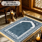 tapis doux bleu foncé motif floral géométrique polyester antidérapant voyage intérieur İslam prière
