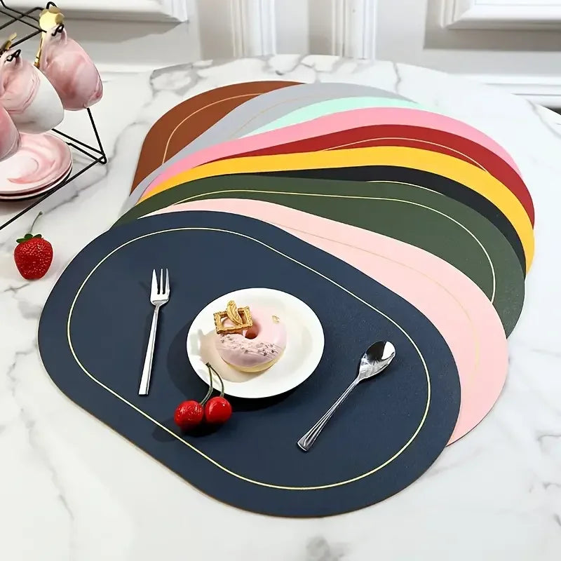 tapis table rond moderne élégant bordure dorée imperméable salle manger cuisine