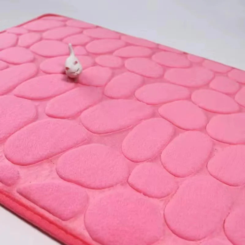 tapis bain antidérapant texture galet coton polyester moderne salle bain sol maison