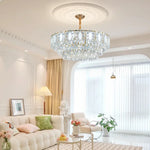 lustre doré cristal pendeloques classique moderne encastrée led 2000lm