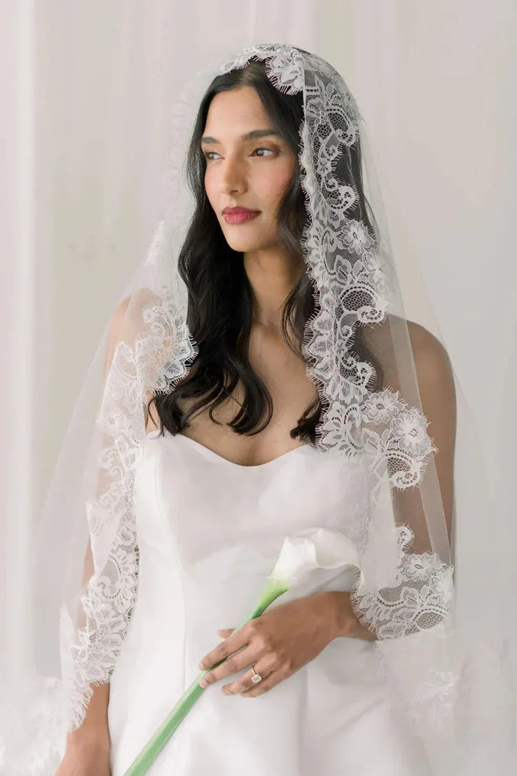 voile mariée blanc dentelle classique translucide bord dentelle traditionnel accessoire mariage femme erotique