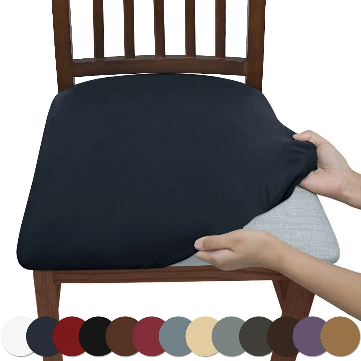 housse élastique chaise bleu marine adhésive mariage banquet moderne cuisine