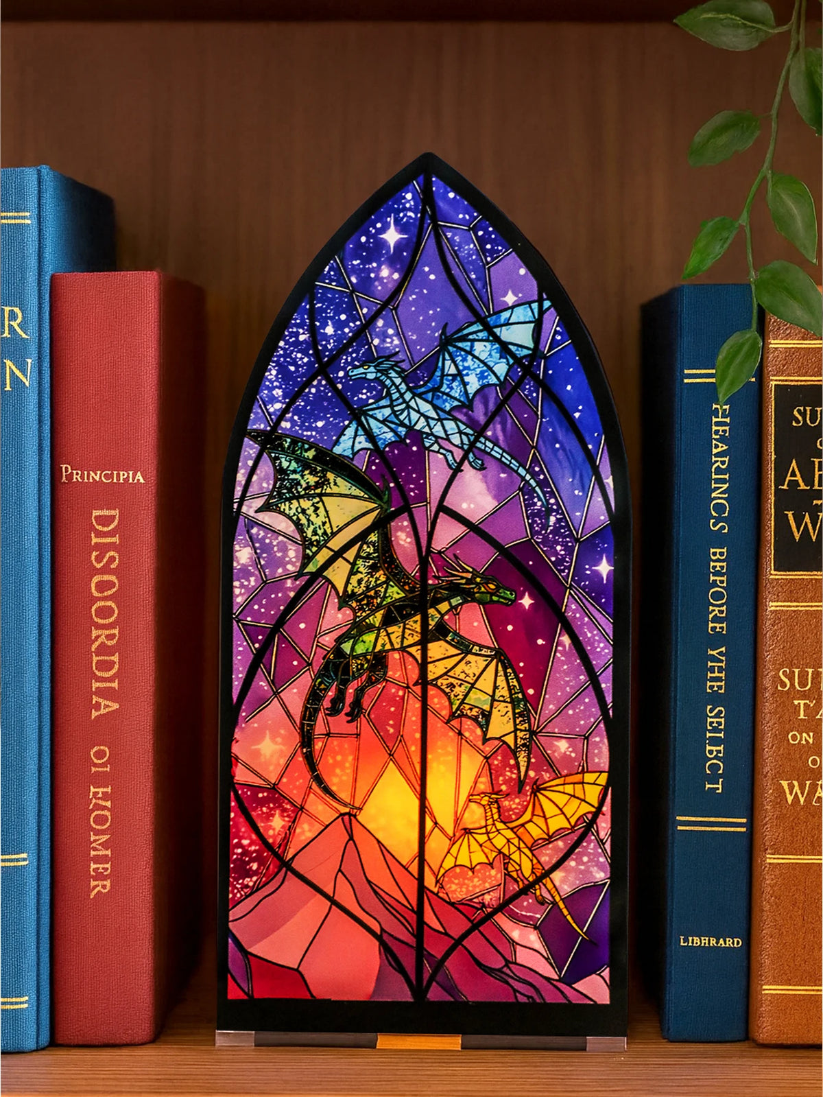 lampe led artisanale stained glass dragon multicolore décoration intérieure automne chambre salon fantastique