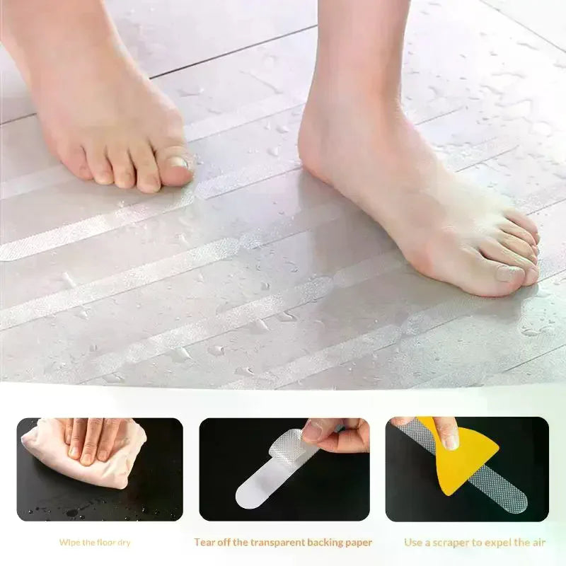 tapis sol antidérapant pvc transparent moderne adhésif micro perforé baignoire douche sécurité famille enfants
