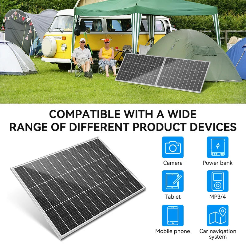 panneau solaire noir cellules solaires carrées industrielle technologie conversion énergie camping caravane maisonextérieur fixations
